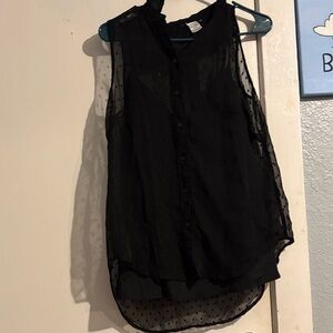 Chic Black Sheer Sleeveless Blouse